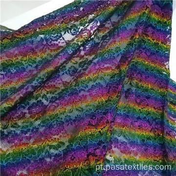 tecidos para vestidos de renda e poli cordão de folha multicolorida